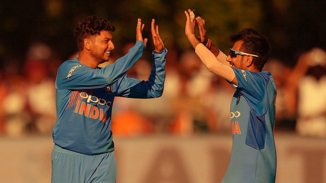 The pair of Kuldeep Yadav (left) and Yuzvendra Chahal has taken 101 wickets in 25 innings for India while playing together.