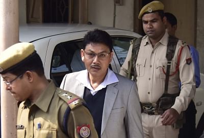 Guwahati: National Democratic Front of Bodoland (NDFB) Chairman Ranjan Daimary, the main accused of the Assam serial blasts, being taken to be produced before a special Central Bureau of Investigation (CBI) court in Guwahati, on Jan 28, 2019. A special CBI judge convicted 15 accused including the NDFB Chairman, in the October 30, 2008 serial blasts across Assam, that left over 88 dead and hundreds injured across the state. The quantum of punishment would be pronounced on Wednesday. (Photo: IANS)
