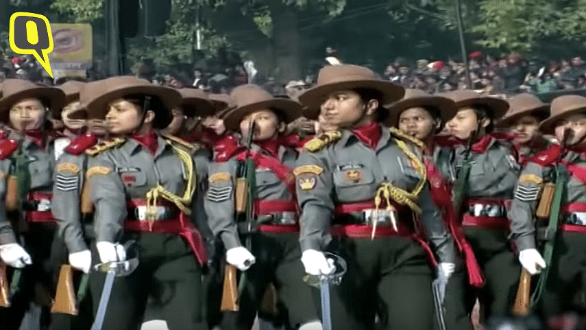 Major Khusboo leading the Assam Rifle contingent&nbsp;