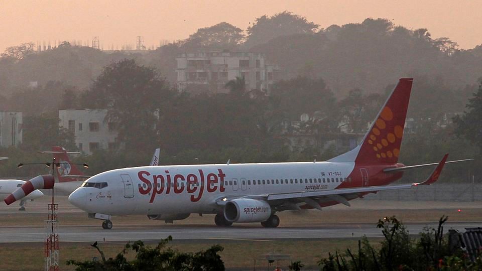 SpiceJet-owned Boeing aircraft landing at Chhatrapati Shivaji international airport in Mumbai.&nbsp;