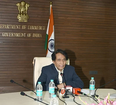 New Delhi: Union Commerce and Industry and Civil Aviation Minister Suresh Prabhu addresses a press conference regarding the 2nd Edition of Indus Food-2019 and 4th meeting of Council for Trade Development and Promotion, in New Delhi on Jan 10, 2019. (Photo: IANS/PIB)
