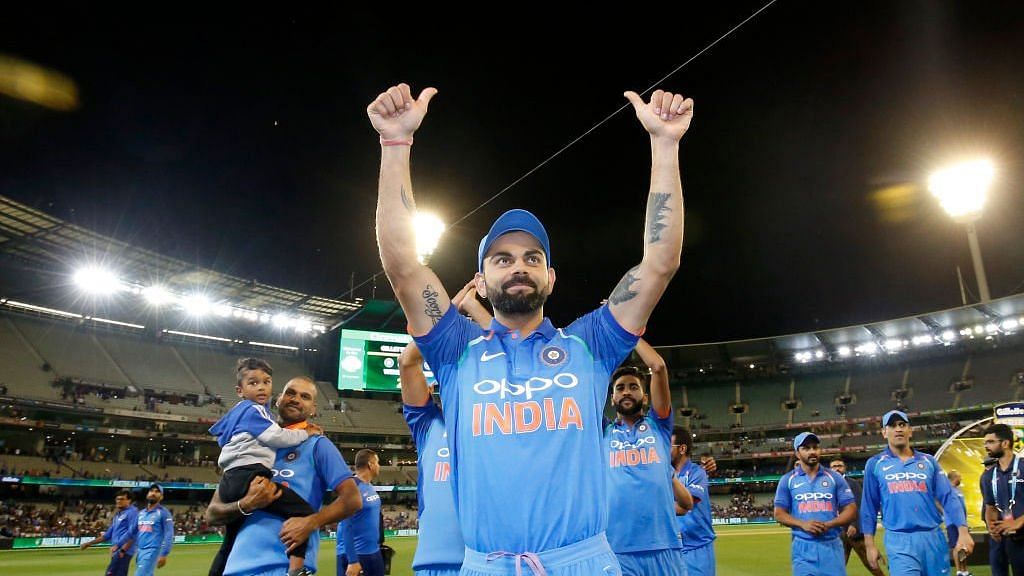 Captain Virat Kohli acknowledges the crowd after India’s 2-1 ODI series victory in Australia, sealed with a seven-wicket win at Melbourne.