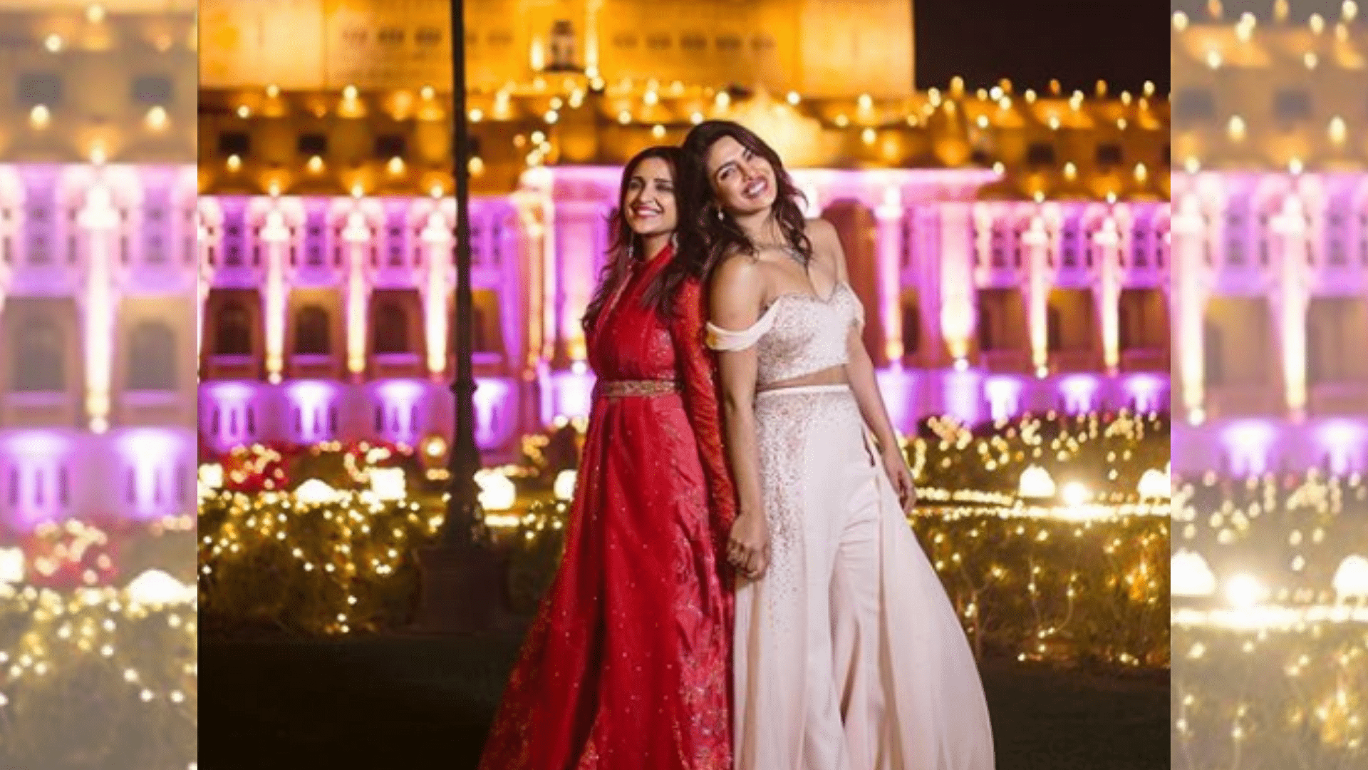 Priyanka and Parineeti Chopra during the former’s wedding.&nbsp;