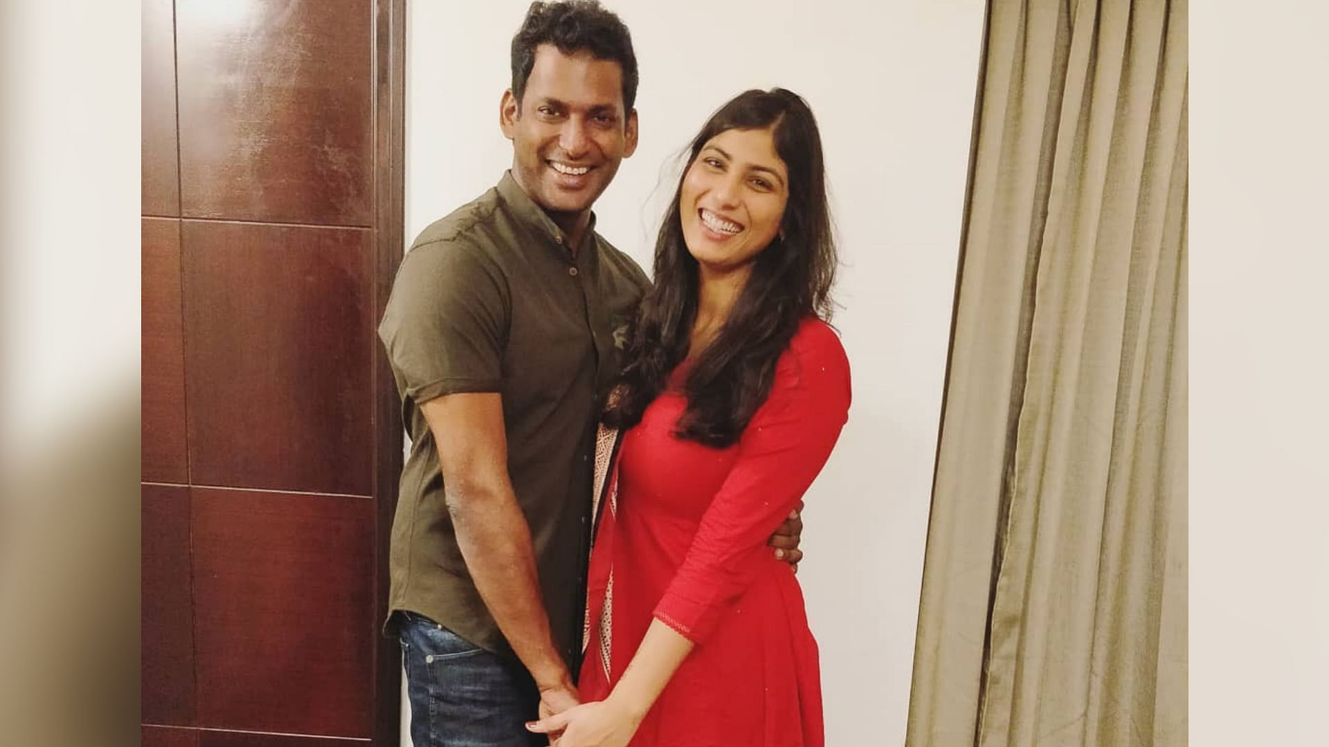 Tamil actor Vishal and his fiancee Anisha Alla Reddy.