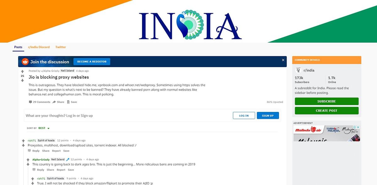 Reliance Jio is blocking proxy websites in India and users are not happy about it. 