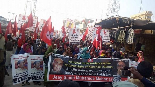 Sindhi activists in an anti-Pakistan protest march.