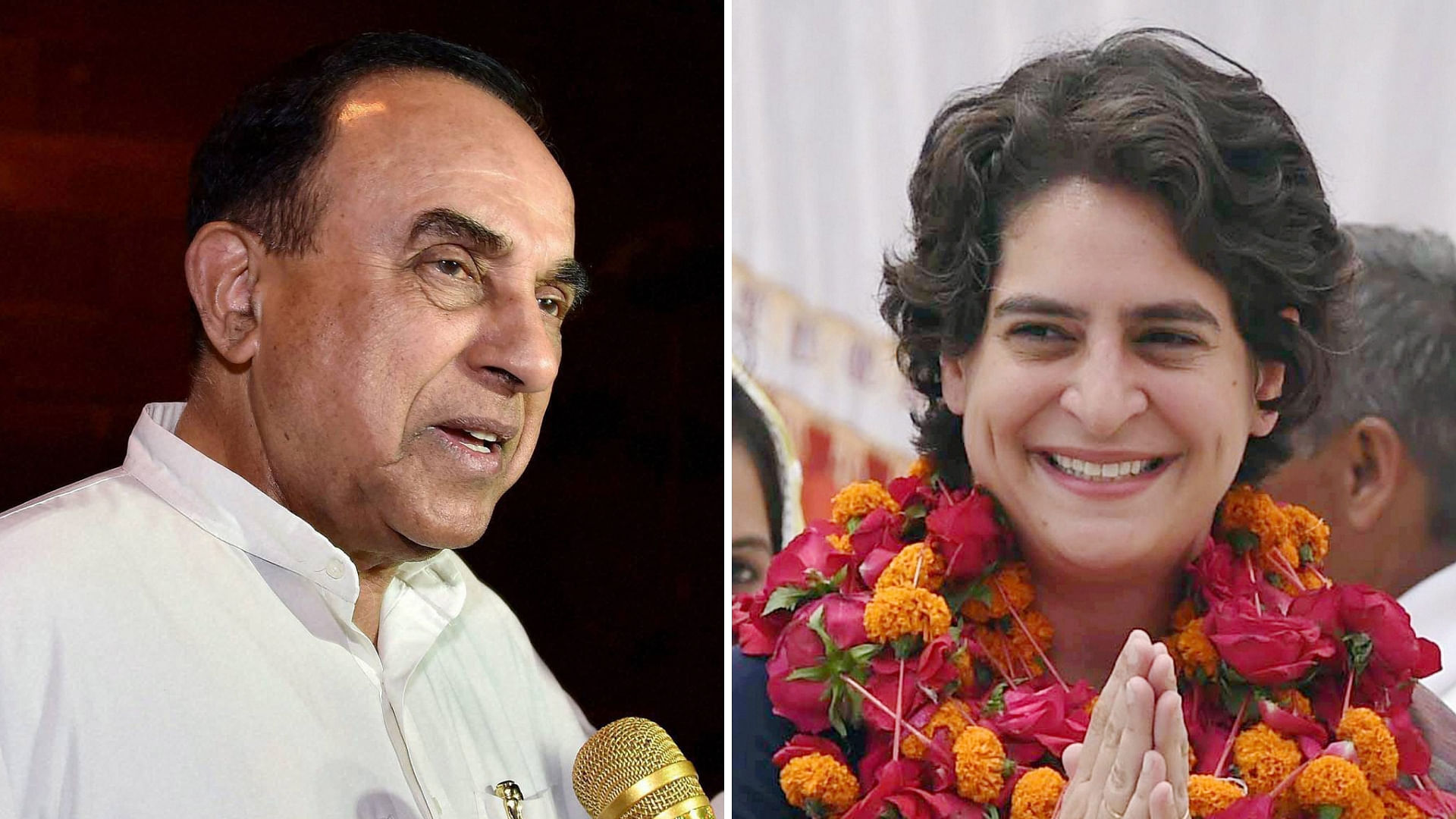 BJP’s Subramanian Swamy (left) and Priyanka Gandhi.&nbsp;