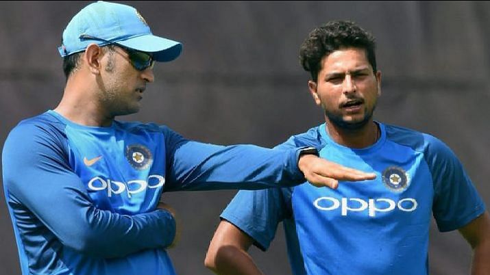 File picture of MS Dhoni (left) and Kuldeep Yadav.
