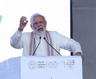 Ahmedabad: Prime Minister Narendra Modi addresses at Sardar Vallabhbhai Patel Hospital in Ahmedabad on Jan 17, 2019. (Photo: IANS)