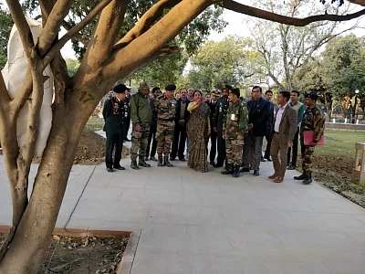 New Delhi: Defence Minister Nirmala Sitharaman reviews the progress on the finishing of the National War Memorial near India Gate in New Delhi on Jan 10, 2019. (Photo: IANS/DPRO)