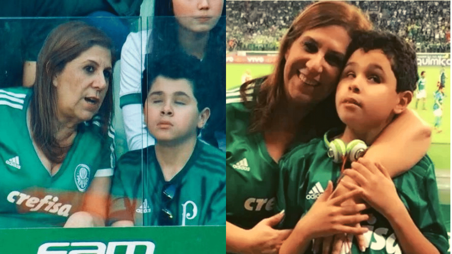 Silvia Grecco and her son Nickollas at one of Palmeiras’ home match.