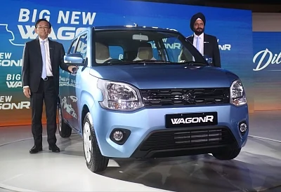 New Delhi: Maruti Suzuki India MD and CEO Kenichi Ayukawa and Senior Executive Director (Marketing and Sales) R.S. Kalsi at the launch of Big New WagonR in New Delhi, on Jan 23, 2019. (Photo: IANS)