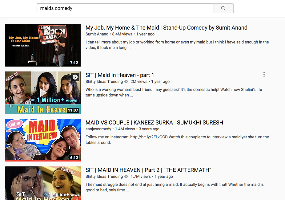 Pages of videos on maid jokes