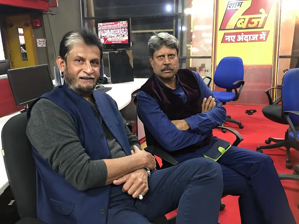 File photo of Sandeep Patil and Kapil Dev from a broadcasting stint.