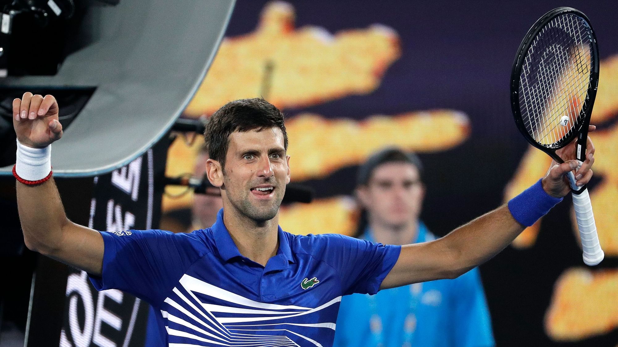 Novak Djokovic after his semi-final win against France’s Lucas Pouille at the Australian Open in Melbourne on Friday, January 25, 2019.