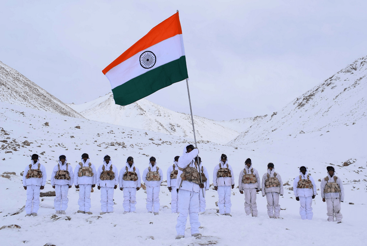 Indo-Tibetan Border Police personnel celebrating Republic Day at 18,000 feet and -30 degree Celsius in Ladakh. Photo used for representational purposes only.