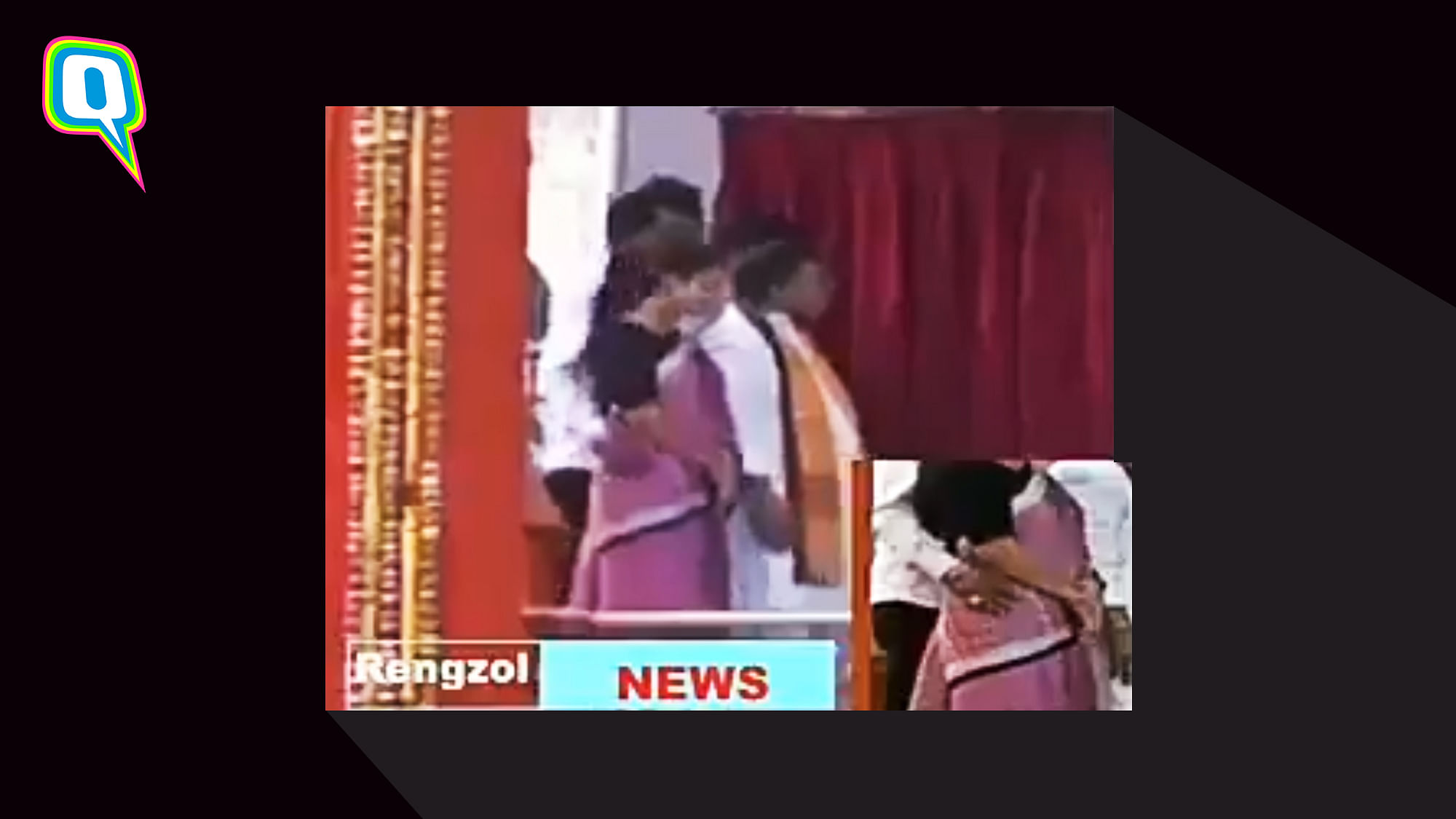 Screen grab of unverified video: Tripura Minister allegedly sexually harasses female colleague.