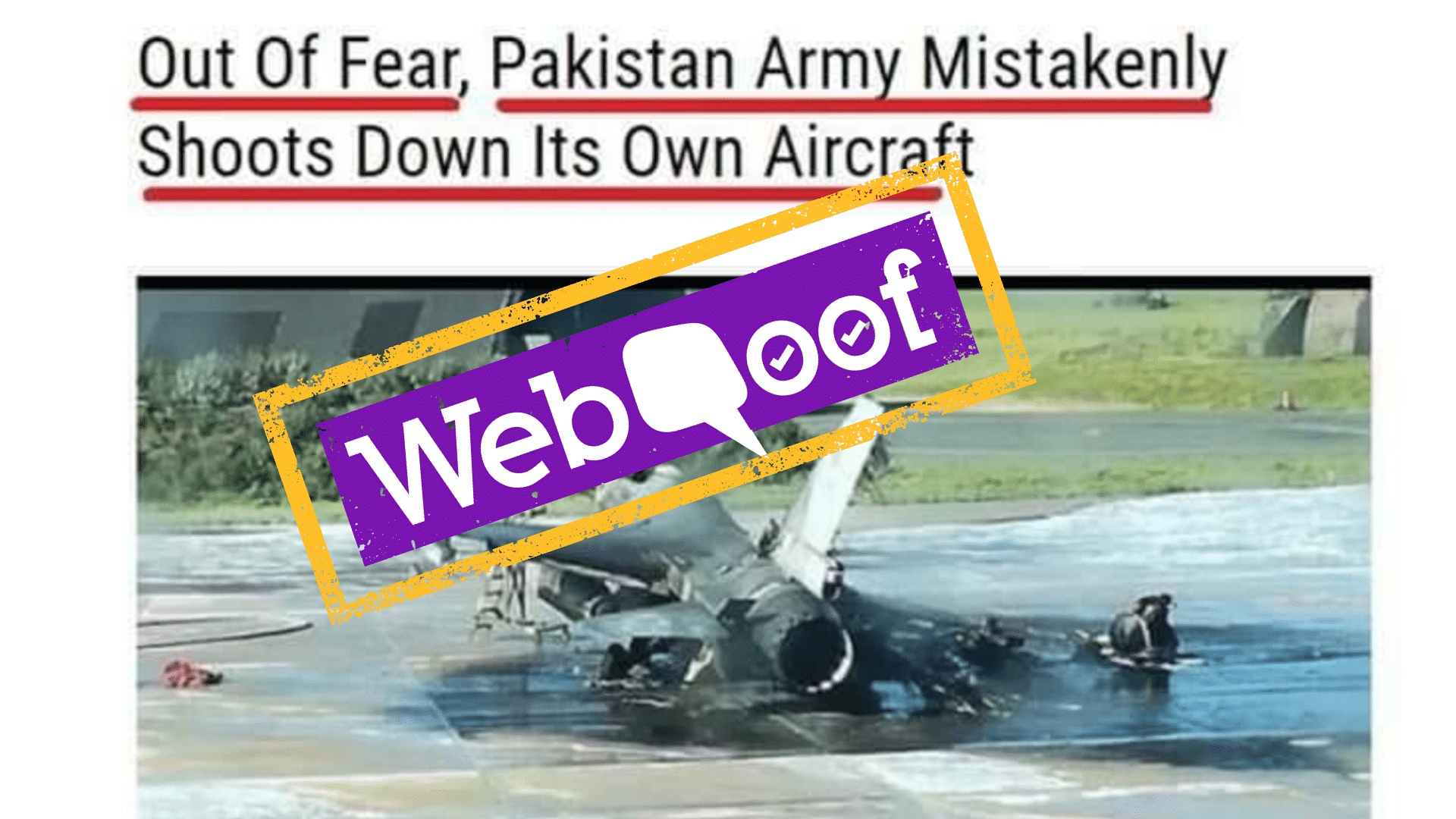 A Facebook page posted a image of a Pakistani plane allegedly shot down by Pakistan, mistaking it for an Indian plane.&nbsp;