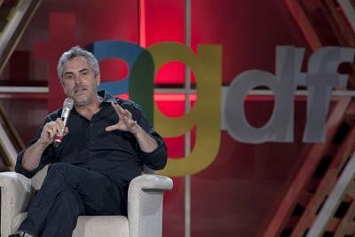 MEXICO CITY, July 3, 2013 (Xinhua/IANS) -- Mexican film director Alfonso Cuaron participates in a press conference during the TagDF Festival, held in Mexico City, capital of Mexico, on July 3, 2013. The festival, opened on Wednesday, is one of the biggest events of technology, art and entertainment in the country, according to local press.(Xinhua/Alejandro Ayala) (jg) (py)