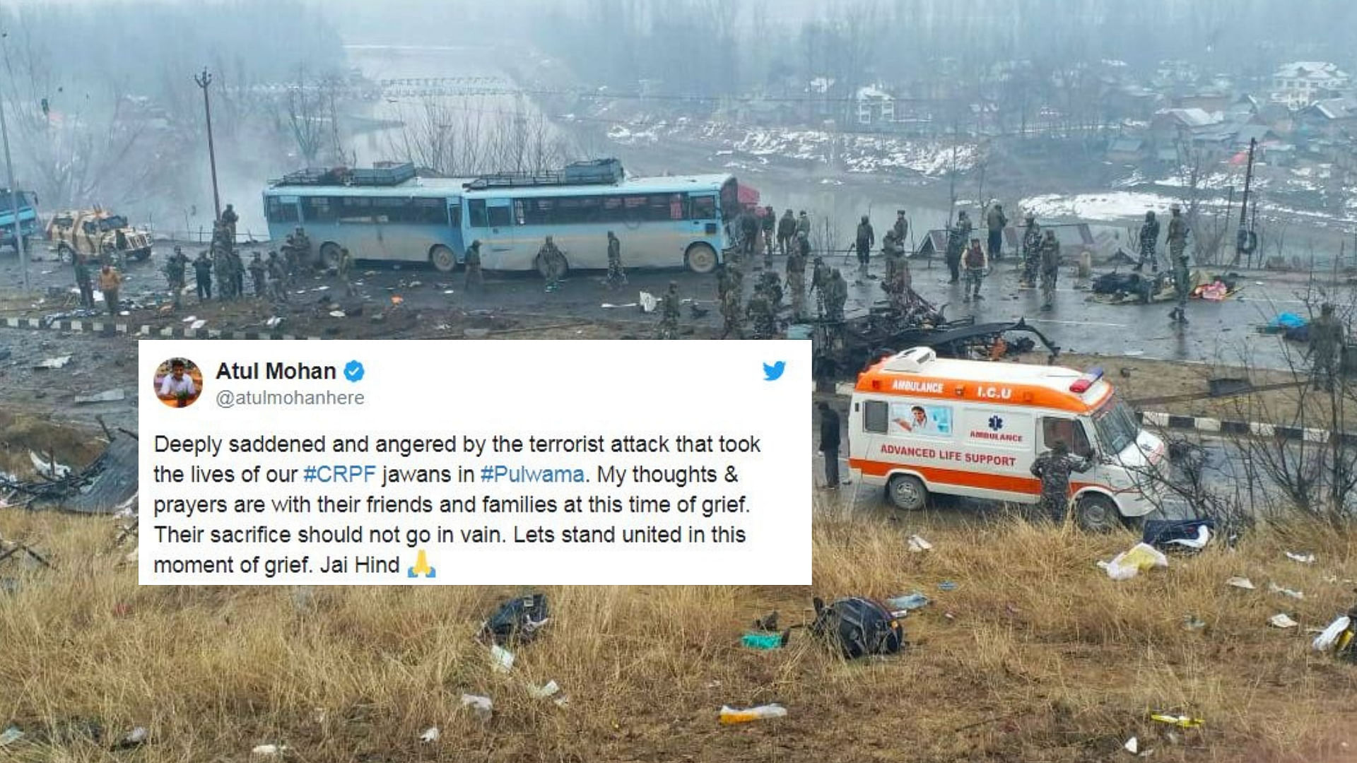At least 40 CRPF personnel were killed when a parked vehicle carrying an improvised explosive device (IED) blasted next to the convoy they were traveling in.&nbsp;