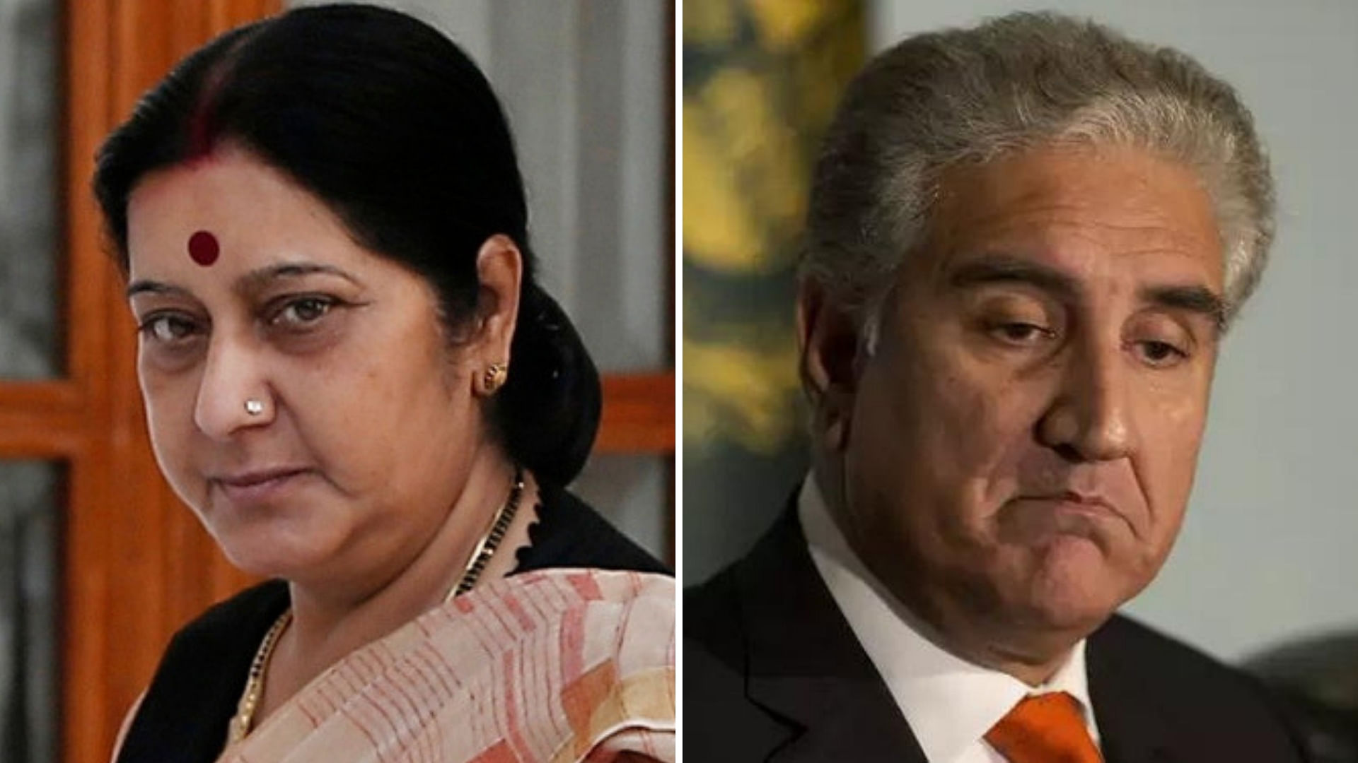 Minister of External Affairs Sushma Swaraj (left) and Pakistan Foreign Minister Shah Mahmood Qureshi.