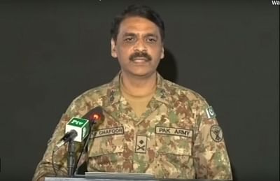 Islamabad: DG ISPR Maj Gen Asif Ghafoor addresses a press conference in Islamabad on Feb 27, 2019. (Screen Grab: ISPR Official/YouTube)