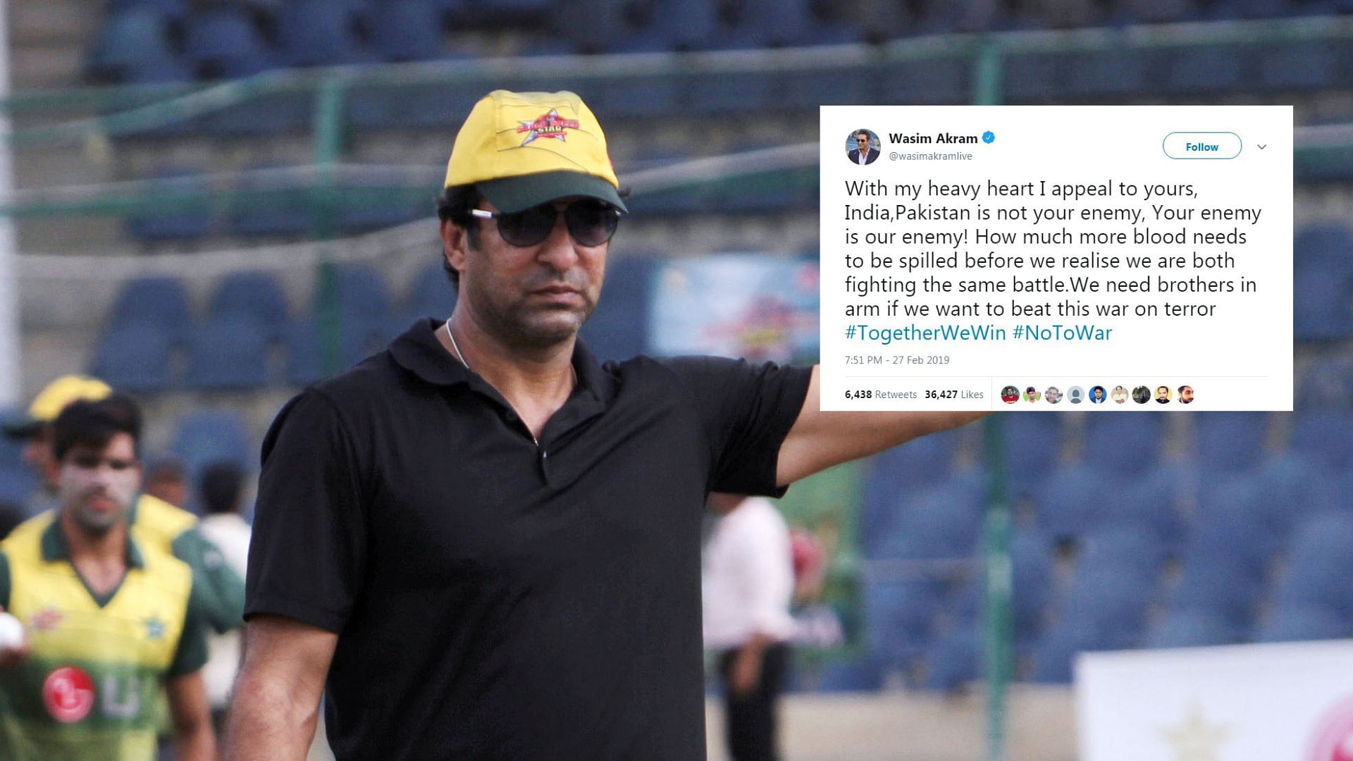 Former cricketer Wasim Akram took to Twitter to share a message of peace on Wednesday.&nbsp;