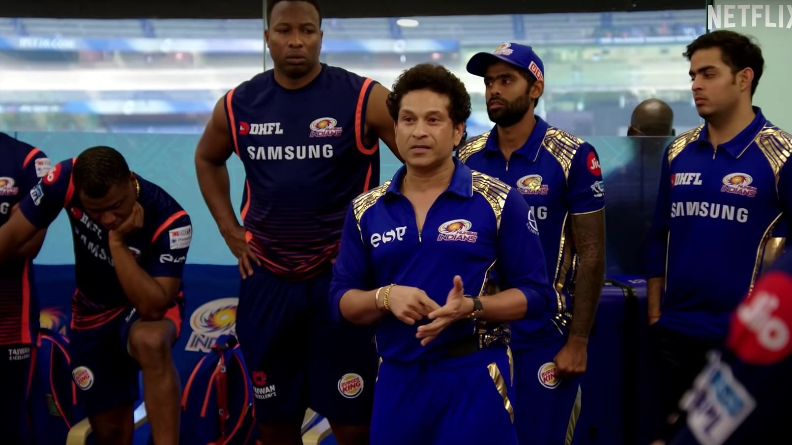 Sachin Tendulkar is seen speaking to the Mumbai Indians team during the 2018 season, in the trailer of the Netflix docu-series.