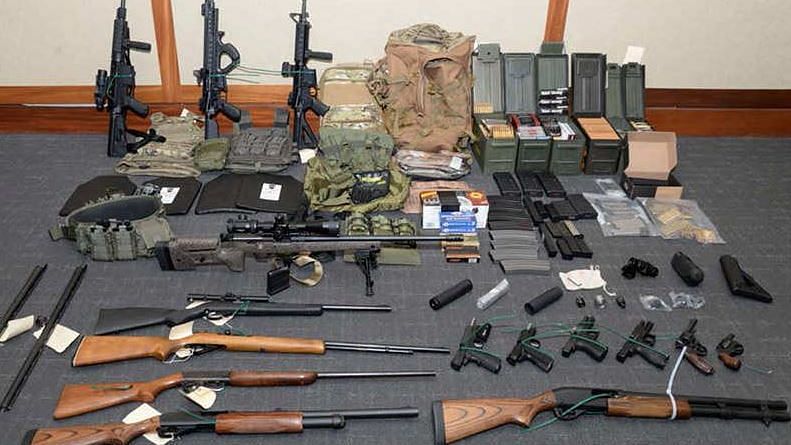 Arms and Ammunition collected form the US Coast Guard arrested for plotting mass murder.