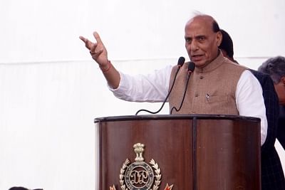 New Delhi: Union Home Minister Rajnath Singh addresses during the inauguration of CyPAD (Cyber Prevention, Awareness and Detection Centre) and National Cyber Forensic Lab, in New Delhi on Feb 18, 2019. (Photo: IANS)