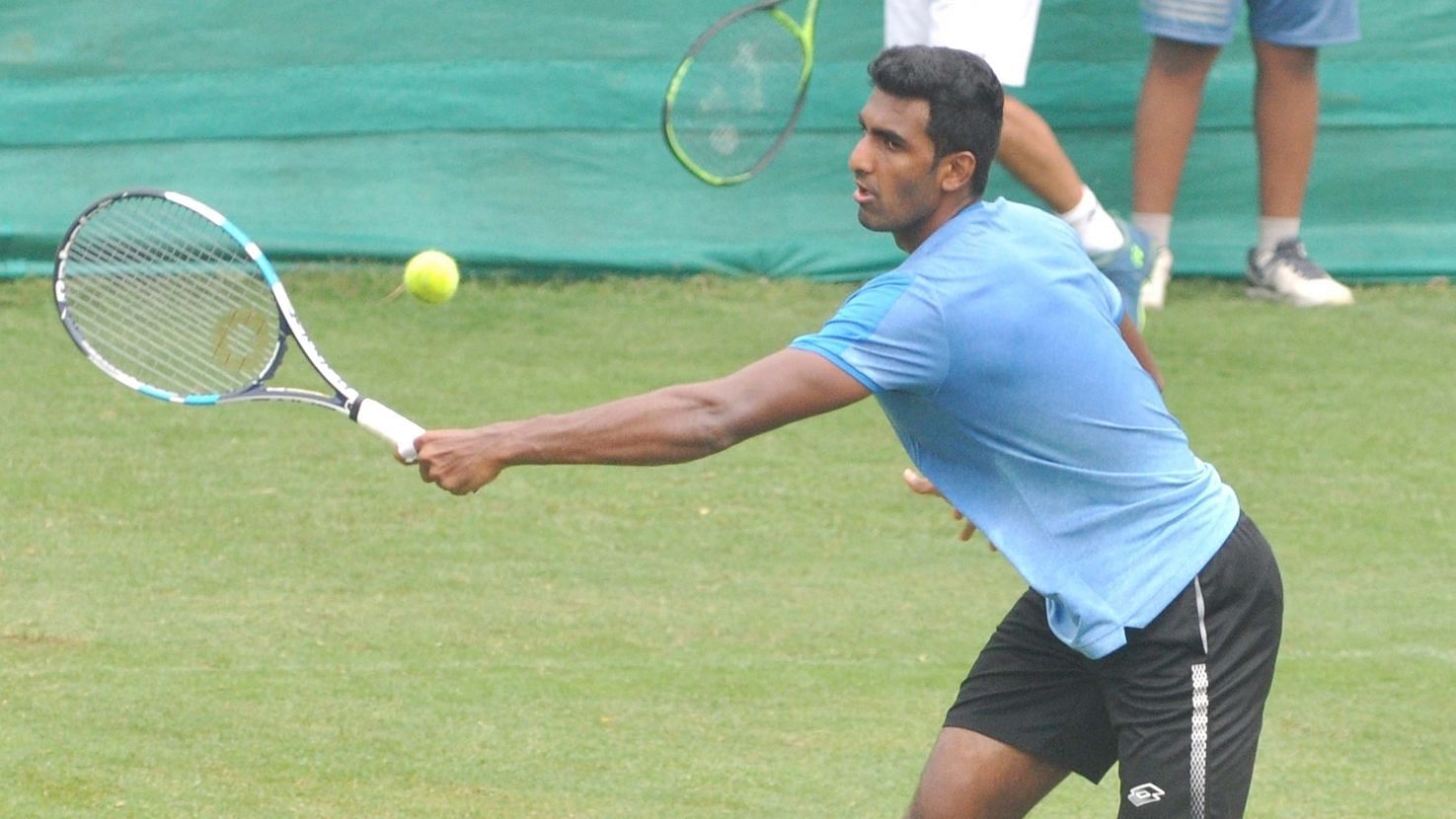 Rising star Matteo Berrettini defeated India’s top ranked player Prajnesh Gunneswaran (in photo) in straight sets to hand former champions Italy a 2-0 lead.