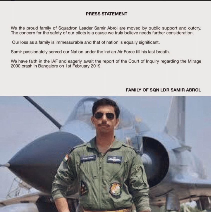 “Fights on always  my Batman,” wrote late Squadron Leader Samir Abrol’s wife on Facebook.