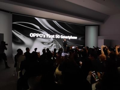 Barcelona: OPPO Vice President Anyi Jiang showcased the the first 5G smartphone in Barcelona, Spain on Feb 23, 2019. (Photo: IANS)