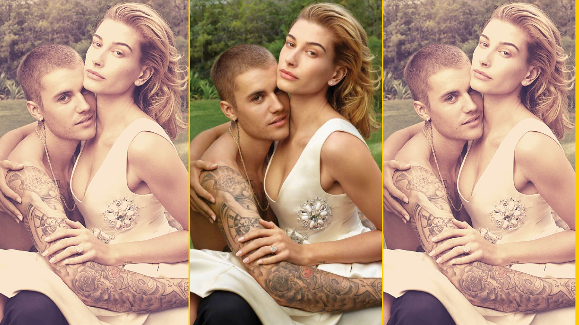 Justin Bieber and Hailey Baldwin appear together in the February issue of <i>Vogue</i>.