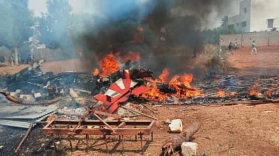 Bengaluru: The debris of two Hawk MK 132 aircraft of Indian Air Force