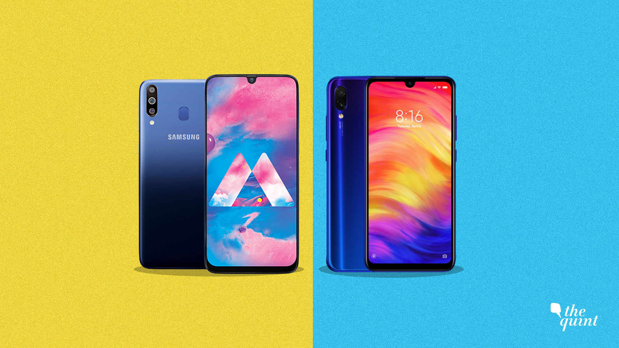The Samsung Galaxy M30 (left) and the Redmi Note 7 Pro (right)