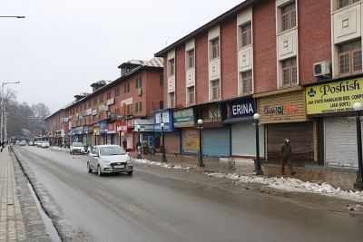 Srinagar: Shops remain closed in Srinagar during a shutdown called by separatists in support of Article 35-A of the Constitution on Feb 13, 2019. (Photo: IANS)