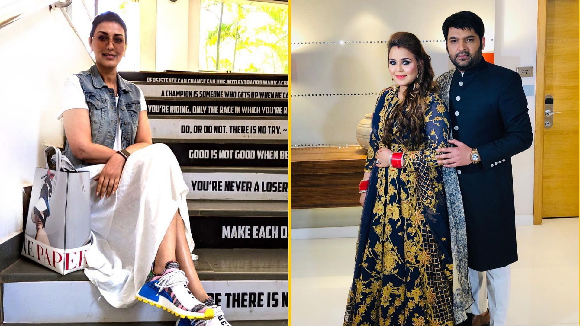 Sonali Bendre returns to work; Kapil Sharma and Ginni Chatrath at their Delhi reception.