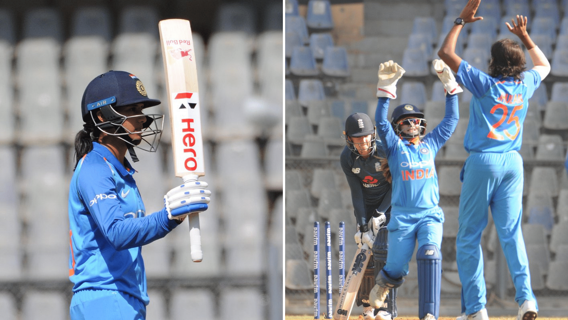 Smriti Mandhana (left) and Jhulan Goswami played starring roles as India clinched their ODI series against England with a 7-wicket win in the second game at Mumbai.