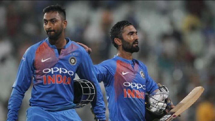 Despite a 63-run stand from Dinesh Karthik and Krunal Pandya for the seventh-wicket, India couldn’t reach the target of 213.