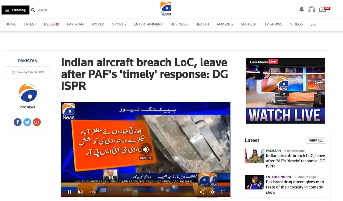 Geo TV reports the incidents of Balakot