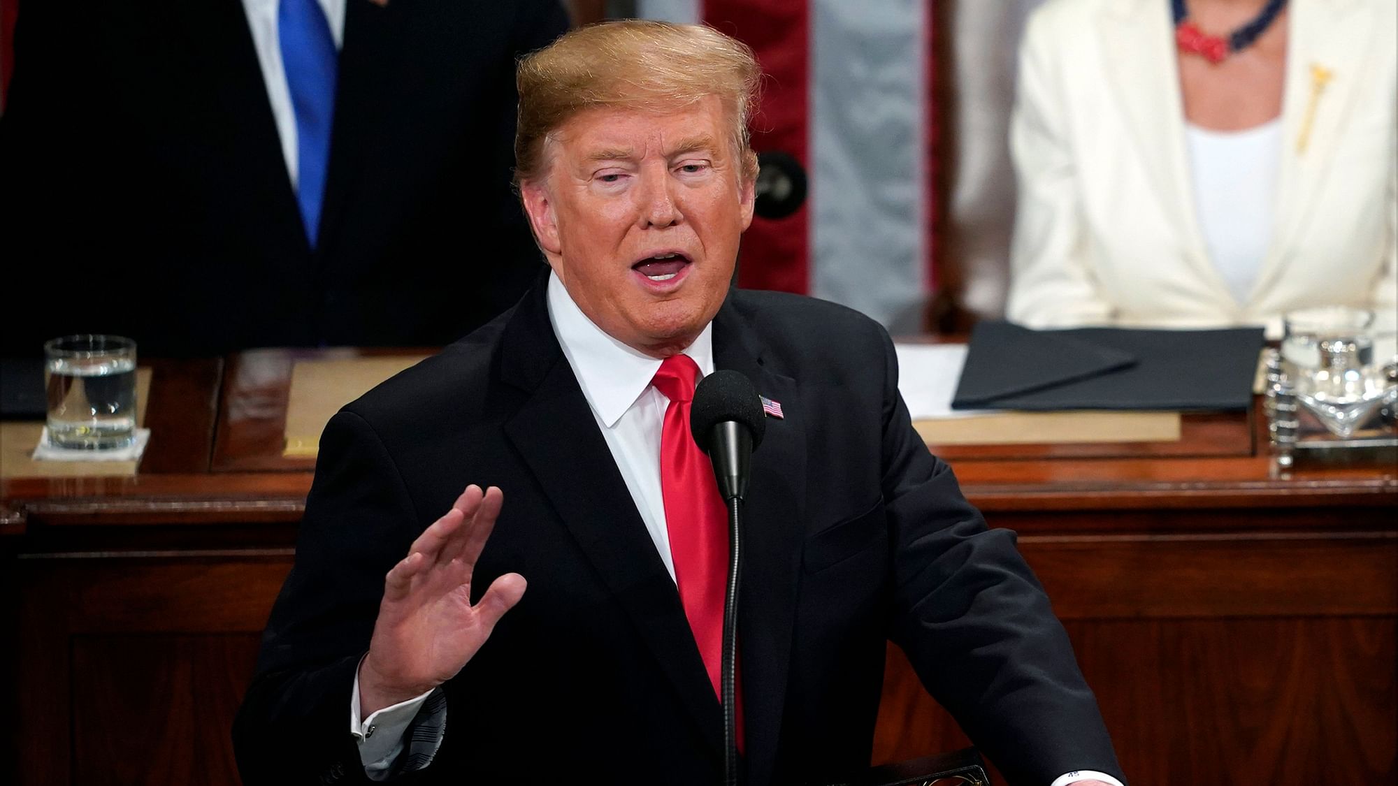 US President Donald Trump delivers his State of the Union address to a joint session of Congress on Capitol Hill in Washington.