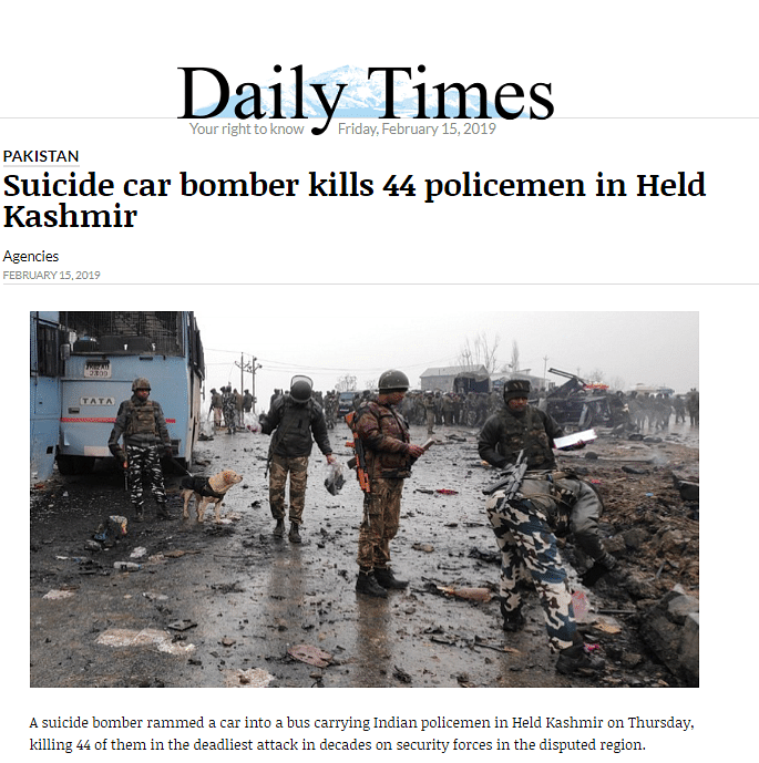 Here is how Pakistani media reported on the Pulwama terror attack.