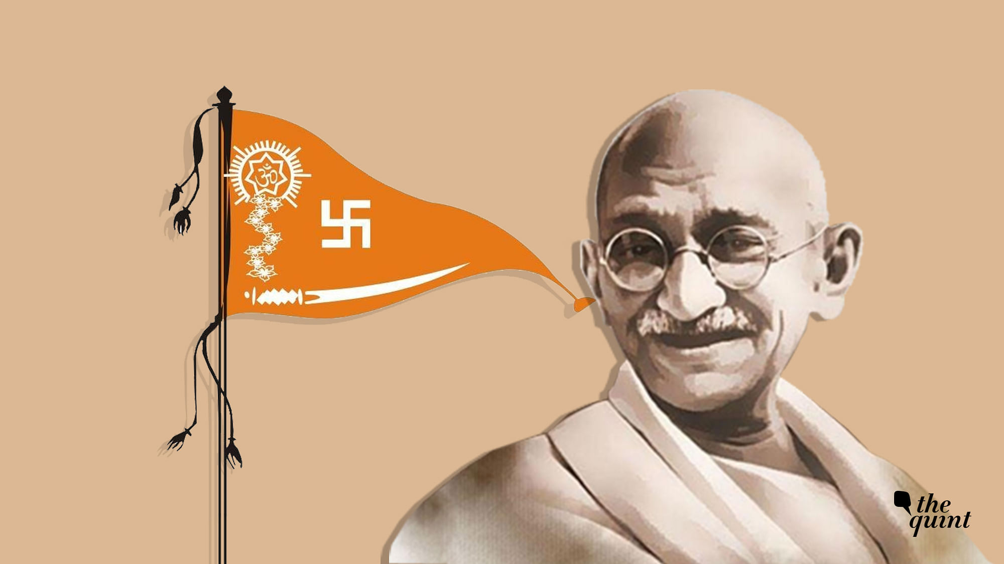 Image of Hindu Mahasabha flag and Gandhi used for representational purposes. The right-wing group recently ‘celebrated’ the death anniversary of Gandhi by re-enacting his assassination.