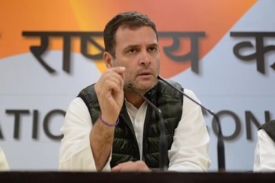 New Delhi: Congress President Rahul Gandhi addresses a press conference in New Delhi, on Feb 15, 2019. (Photo: IANS)