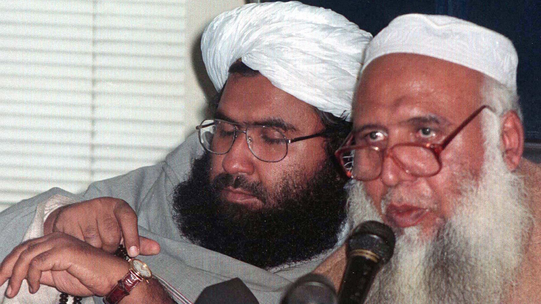 File photo of Jaish-e-Mohammad Maulana, Masood Azhar (left).
