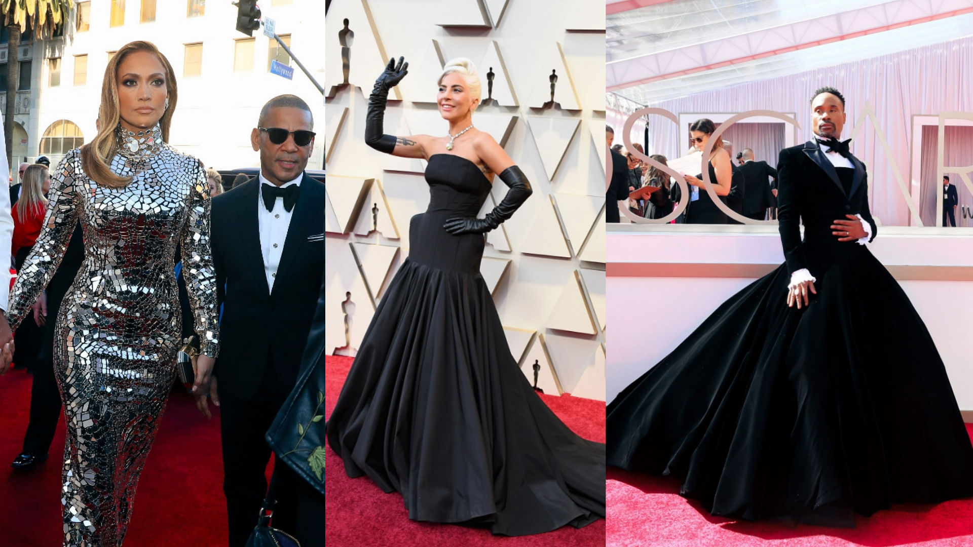 Jennifer Lopez, Lady Gaga and Billy Porter on the red carpet at the Academy Awards 2019.