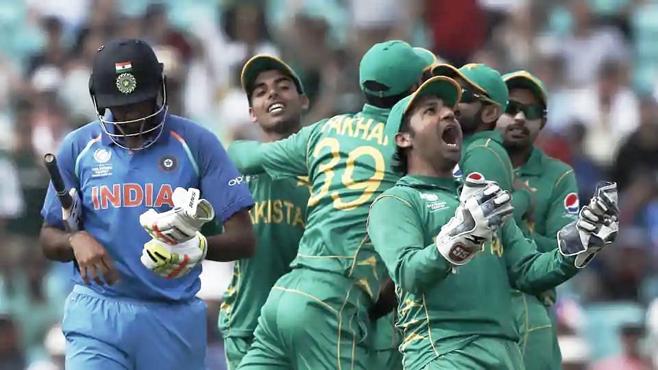 Pakistan players celebrate during their win over India in the final of the ICC Champions Trophy 2017.