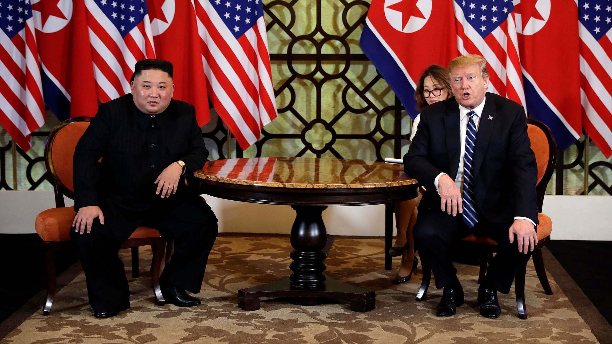 US President Donald Trump and North Korean leader Kim Jong-Un in a meeting in Hanoi.