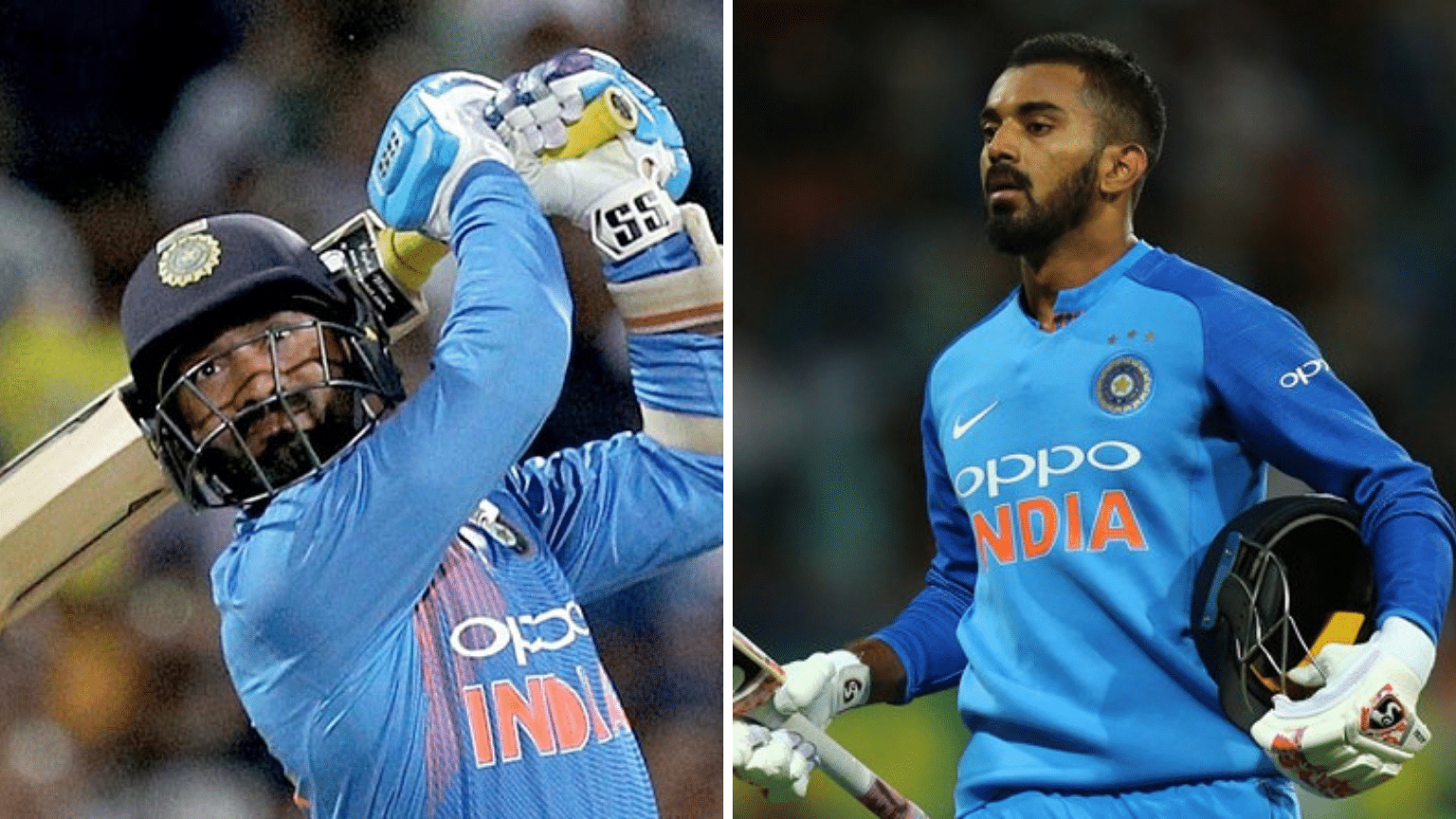 Dinesh Karthik (left) has been axed from the ODI squad, while KL Rahul returns in both formats for India’s upcoming limited overs series against Australia.